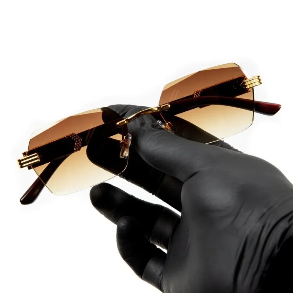 Men Sunglasses Brown Lens‎ Square Gold Frame Street Wear Light Weight Lentes New